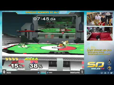 Last Stock SD #16 - Sizzle (Fox) vs Oats (Sheik, Doc) - SSBM Winners R3 - Melee