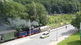 preview picture of video 'Weißeritztalbahn,Rügensche Kleinbahn in  Freital-Coßmannsdorf'