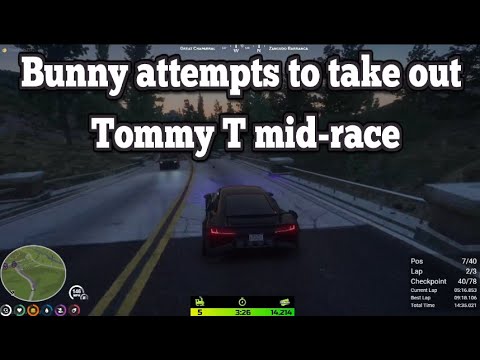 Bunny attempts to take out Tommy T mid-race | No-Pixel 3.1