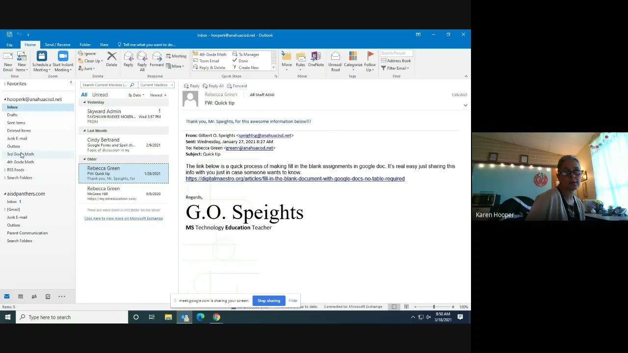 Moving Folders from Outlook to Gmail