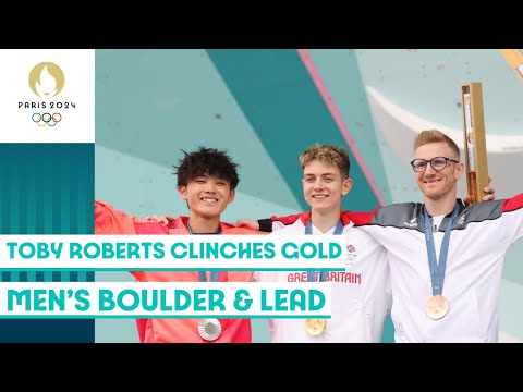 Toby Roberts clinches sport climbing gold in men's boulder and lead | Paris 2024 highlights