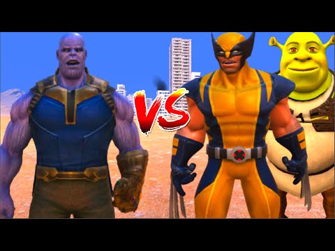 100 Thanos vs 1000 Wolverine and 1000 SHREK (Marvel vs Marvel)