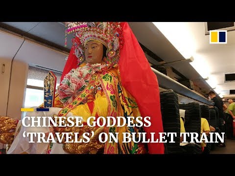 Chinese sea goddess travels by high-speed train