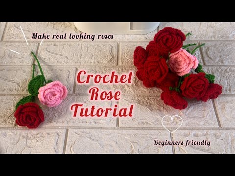 How to Crochet Rose flower Tutorial | Beginner friendly | Real looking roses #crochet #crochetrose