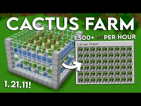 NEW MINECRAFT 1.21.11 CACTUS FARM TUTORIAL | 1500+ Cactus Per Hour - Easy and Efficient