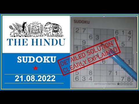 How to Solve 1 Star Hindu  Sudoku Aug 21,  2022 -  Step By Step Solution