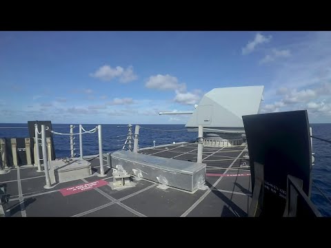 USS Charleston LCS 57mm Gun In South China Sea