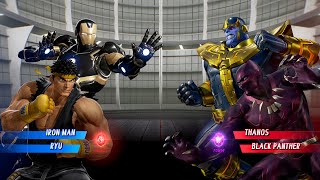 Ryu & Black Iron Man VS Thanos & Black Panther - Marvel vs Capcom Infinite 4K Gameplay