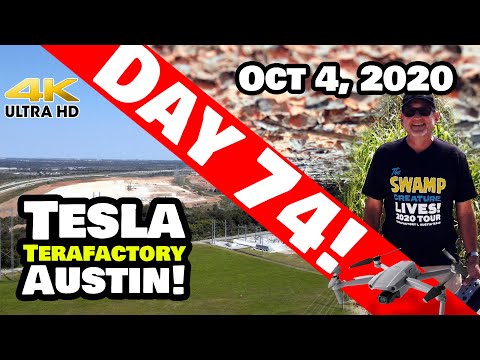 Tesla Gigafactory Austin 4K  Day 74 - 10/4/20 - CONSTRUCTION DISNEYLAND Ep.3 - Drone Crash Landing!