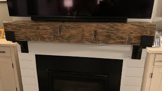How to Install a Reclaimed Wood Mantle Over your Fireplace / Easier than you think!!