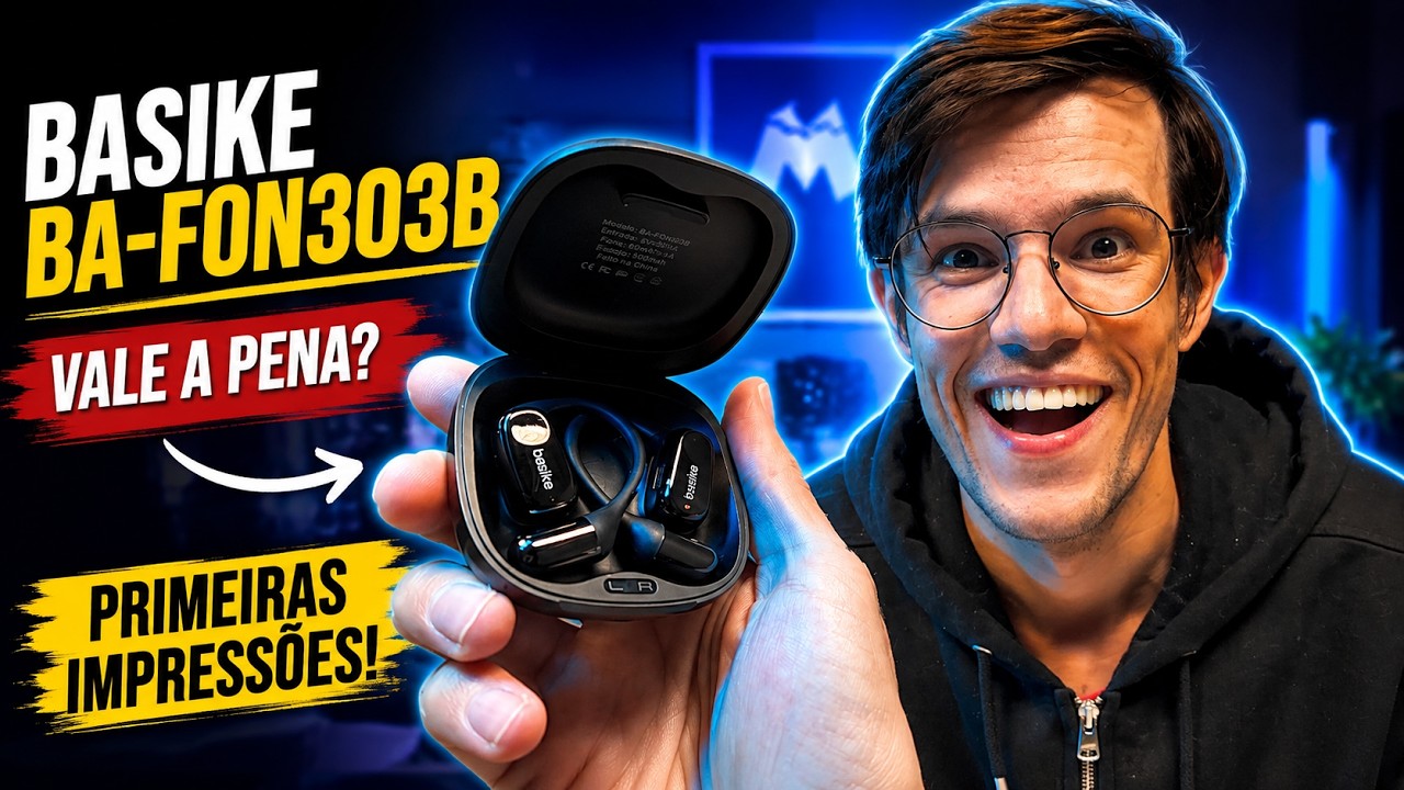 Miniatura da avaliação em vídeo de Fone de Ouvido Basike Bluetooth 6.0 Esportivo Intra-Auricular