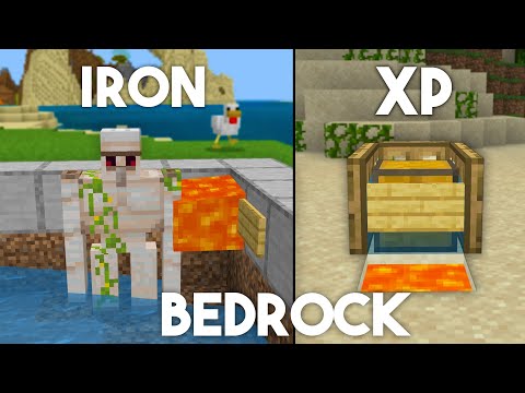 OinkOink - 3 EASY Starter Farms For Beginners In Minecraft Bedrock 1.20! (Iron Farm, XP Farm)
