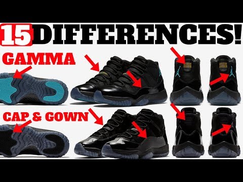 15 DIFFERENCES! AIR JORDAN 11 GAMMA vs CAP AND GOWN!