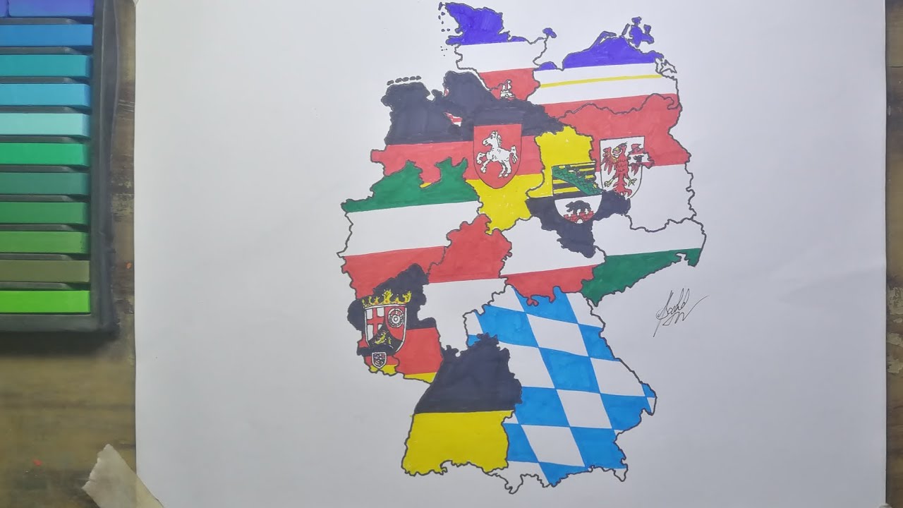 Drawing Germany states civil flag maps | German states flags | Deutschland-Staatsflagge