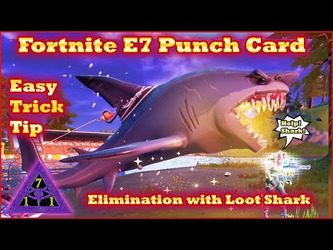 Easy Way To Get Elimination Riding a Loot Shark Chomp Punch Card E7 Solo Squads Fortnite Trick Tip