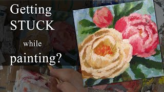 Artists: What to do with Ugly Art or Getting Stuck in a Painting (acrylic peonies timelapse!)