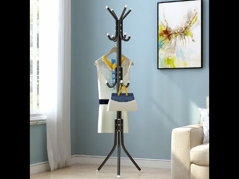 Black iron coat rack storage stand, for home