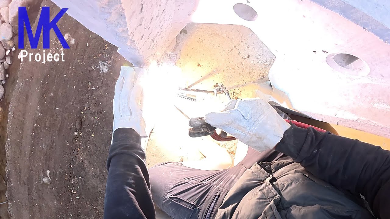 巨大構造物の作成過程／ 大型ブロック据え付け・差し筋溶接・型枠組み 【災害復旧 POV】#1