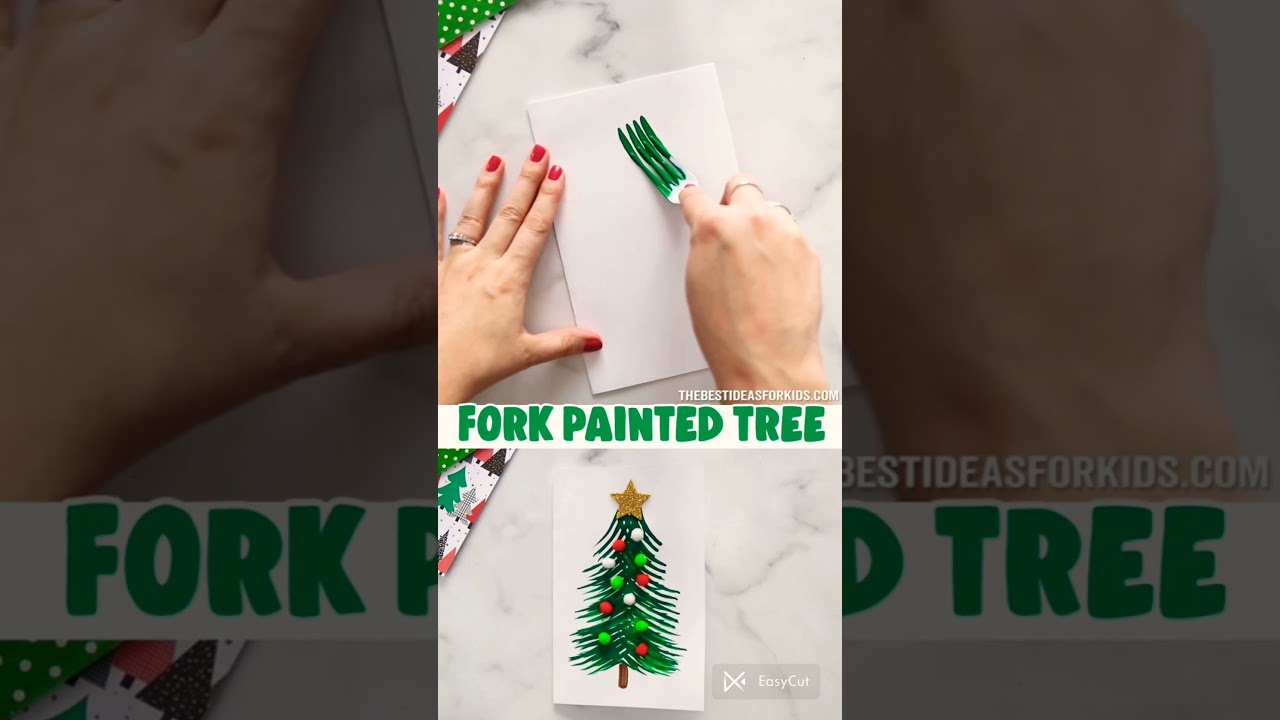 Fork Painted Trees 🌲🌲#  Christmas 🎄🎁 special # Shorts # YouTube shorts 🥰