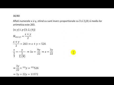 Aflati numerele x si y, stiind ca sunt invers proportionale cu 3 si 2,(4) si media lor artimetica