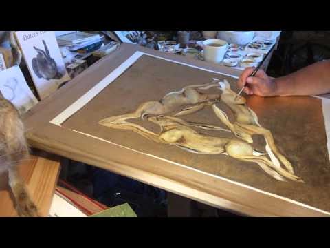 Three Hares with Gold Leaf