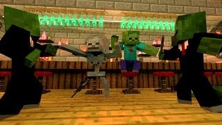 Minecraft Animation SkeleGUN & ZOMBIE walk into a BAR Part 2
