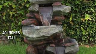 Rock Waterfall Fountain with LED Lights