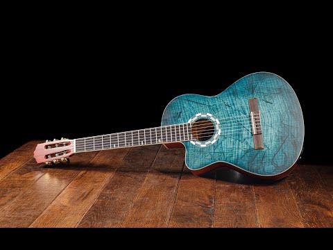 Lindo B-STOCK Left-Handed 960CEQ Picasso Blue Classical Electro-Acoustic Guitar & 10mm Padded Gigbag image 9