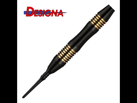 Designa Mako 21g Soft Tip Darts - Barrel Weight - 19.5 gram - Electro Brass - Micro Grip - Black