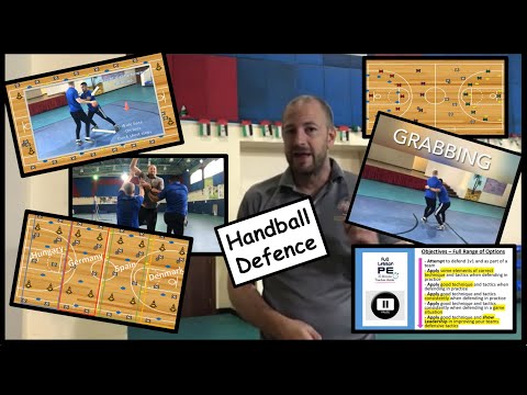 Full Lesson in 10 PE - Plan and drills for teaching students HANDBALL DEFENCE