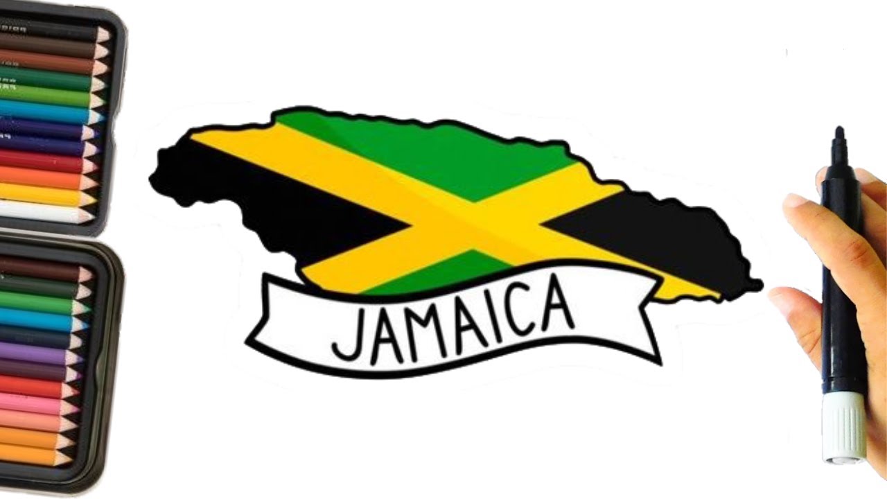 How to draw Jamaica Map / Jamaica Flag drawing