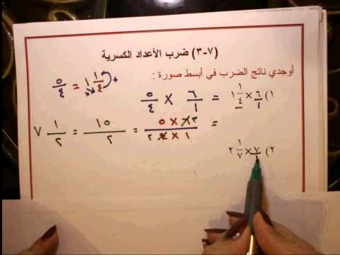 الصف السادس الوحدة السابعة: ضرب الكسور وقسمتها البند الثالث