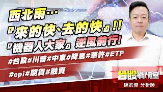 西北雨…『來的快、去的快』!!『機器人大家』逆風前行!#台股#川普#中東#降息#華許#ETF #cpi#期貨#融資｜小武哥投資事務所｜陳武傑
