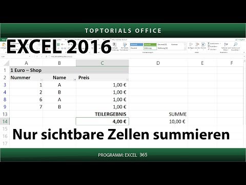 Nur sichtbare Zellen summieren in Excel (Teilergebnis)