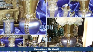 #DIYGlam Royal Purple & Gold Vase & Vanity Storage Solutions | 2021 #GlamDIY #DollarTree Ideas!