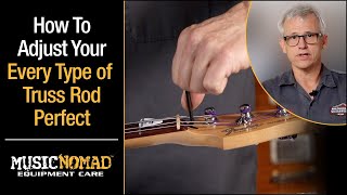 Video thumbnail for One Video on How to Measure & Adjust Every Type of Truss Rod on an Electric, Acoustic & Bass Guitar by MusicNomad Equipment Care