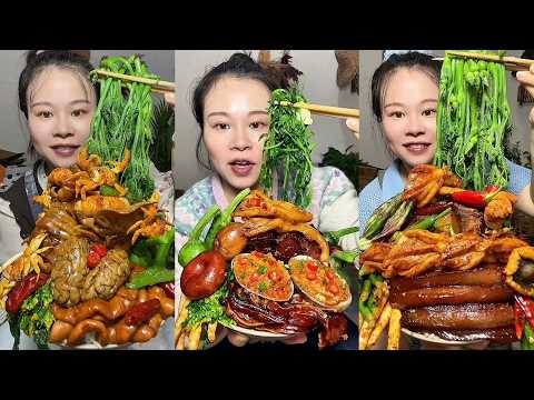 🔥 Homemade Mukbang | Braised Pork, Water Spinach, Eggs & Super Spicy Chili 🌶️ | Super delicious