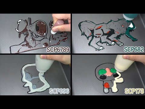 SCP Animation of Brush Pancake Art - Siren Head SCP 6789, SCP 682, SCP 173, SCP 096