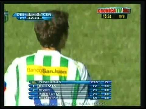 Gol Germán Gigena Desamparados 1 vs Rosario Central 0 23/06/2012