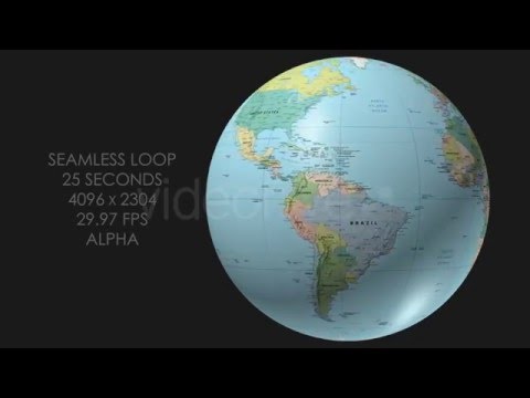 Rotating Globe World Political Map - 4K version
