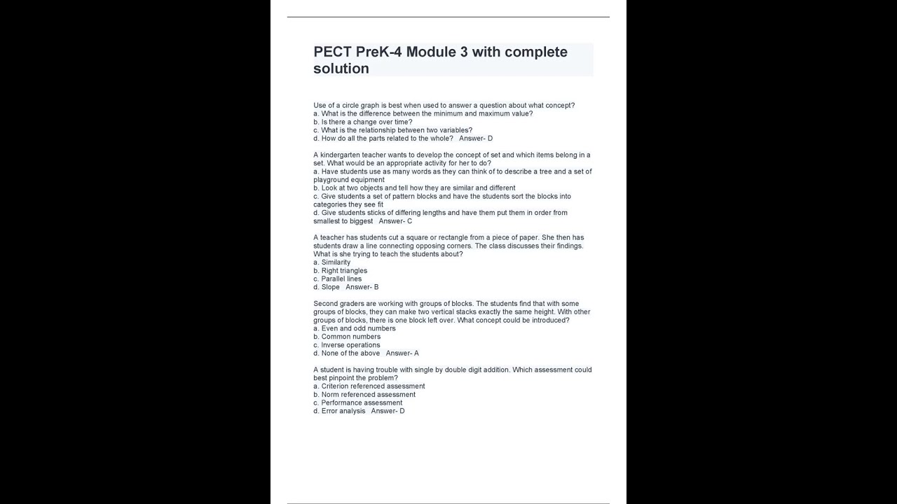 PECT PreK 4 Module 3 with complete solution