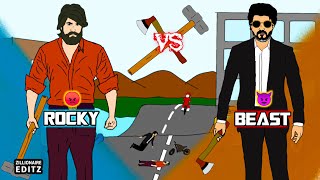 KGF vs BEAST 2D animated epic war | ROCKY vs VEERARAGAVAN | ROCKING STAR YASH vs THALAPATHY VIJAY