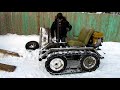 Минитрактор из мотоблока Нева  Чистим снег на даче.  Homemade mini dozer