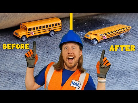 Bus Crushing at Dig N Zone Theme Park | School Bus Song for Kids
