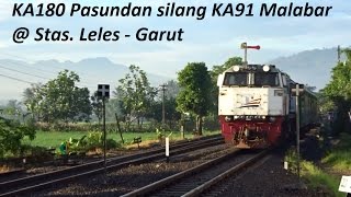 preview picture of video 'Moment Tunggu Silang KA Pasundan dg KA Malabar di Stasiun Leles & Semboyan 8A yg Unik'