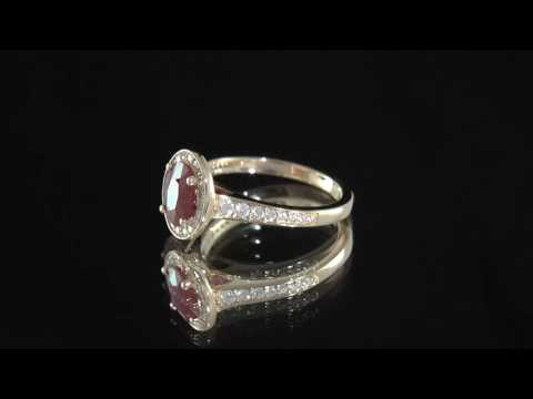 1.78ct Red Ruby & Diamond Halo Ring GR013