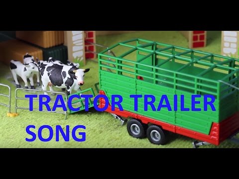 JOHN DEERE TRACTOR TRAILER  moving pigs, sheep, cows song #1