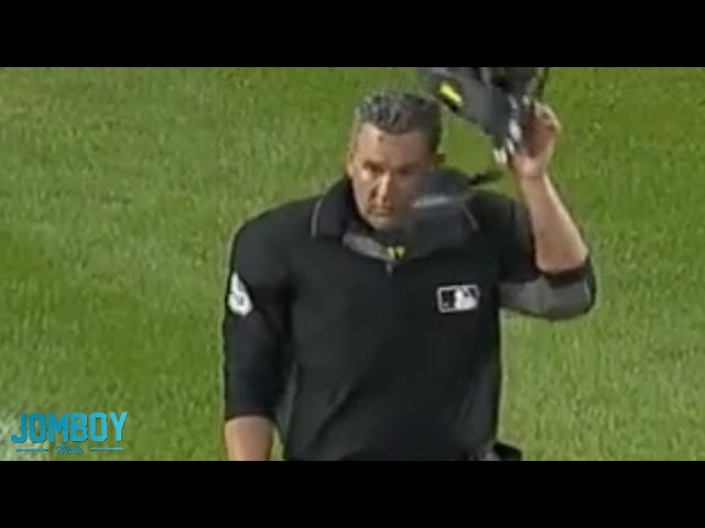 Keon Broxton hits the ump in the face with his batting glove, a breakdown