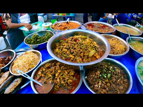 Popular Cambodian street food | Delicious Plenty of Khmer food for dinner at Orussey Market 2023
