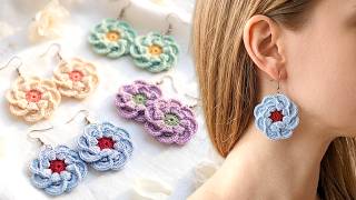 "Crochet FLOWER Earrings" For Absolute Beginners | Step by Step Tutorial DIY